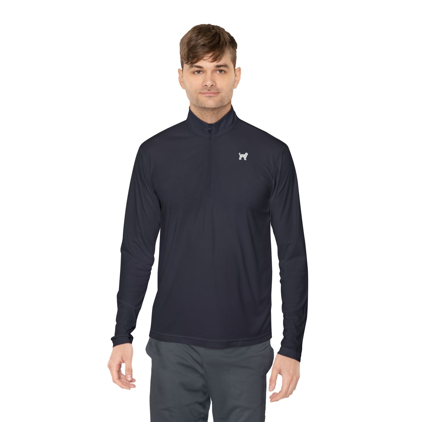 Men's Quarter-Zip Pullover - Versatile White Layer for Casual Outings & Sports