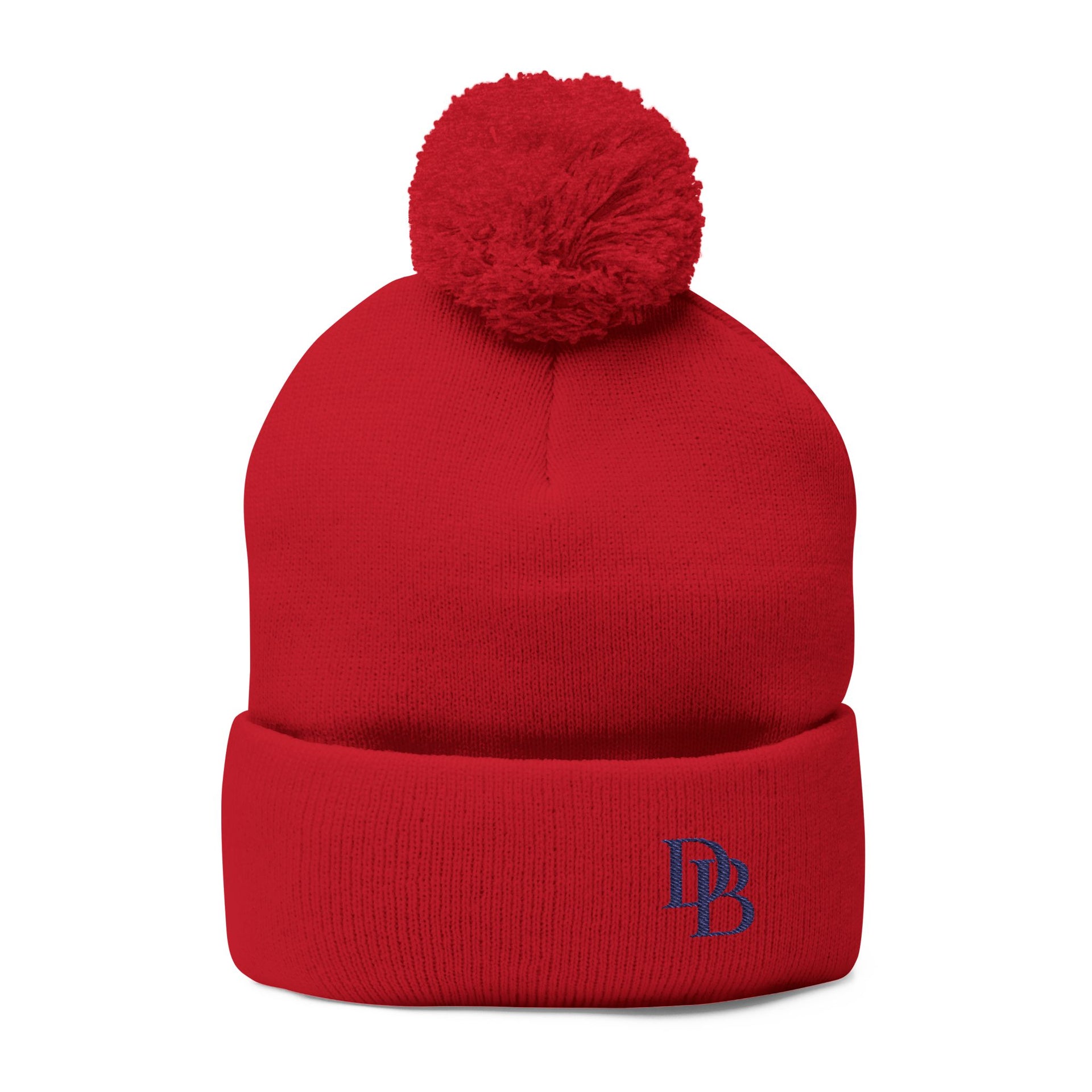 Cozy Pom-Pom Knit Cap, Winter Beanie, Embroidered Hat, Gift for Him/Her, Outdoor Accessory, Family Gatherings, Holiday Warmth