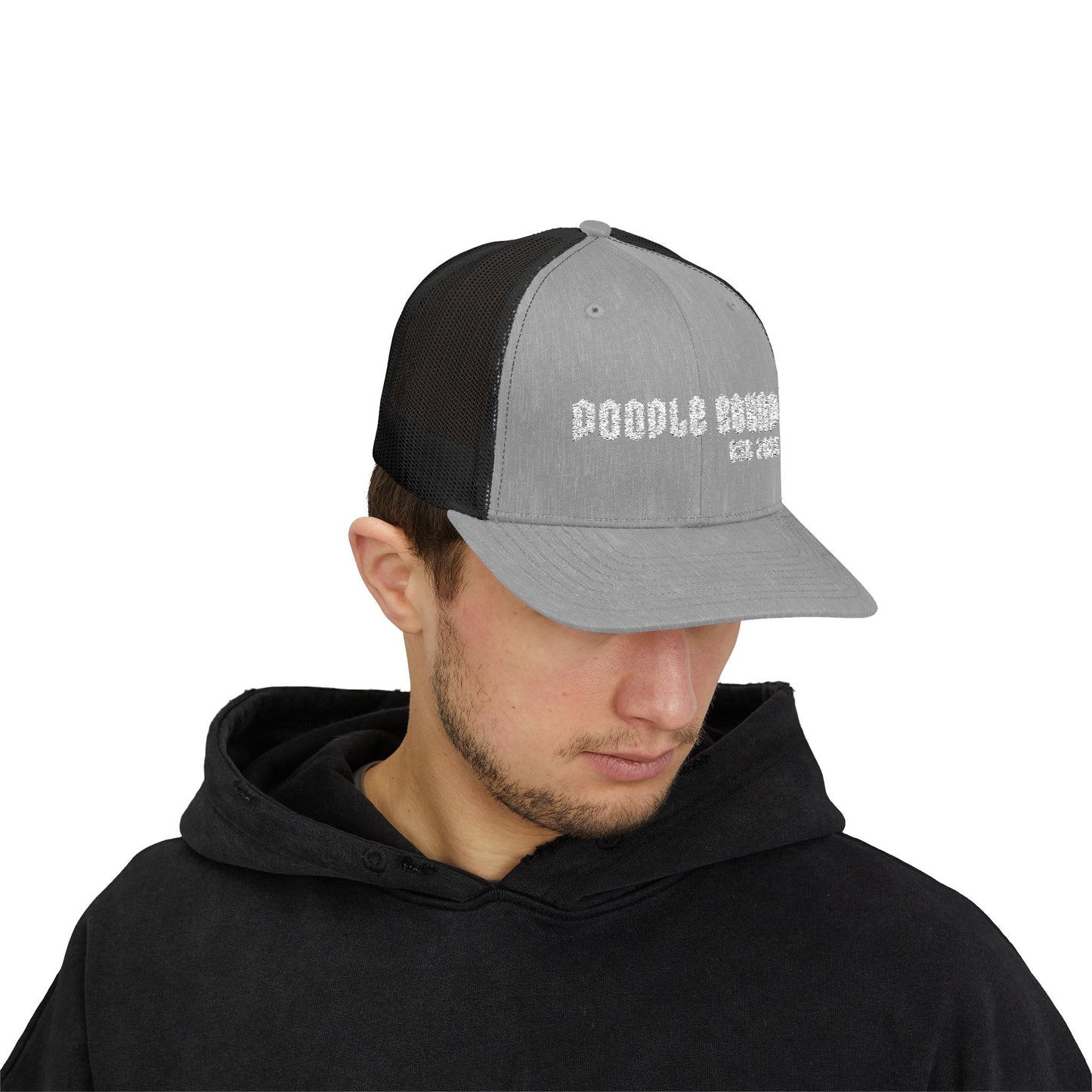 Doodle Bound Snapback Trucker Cap - Trendy Black Cap for Creative Souls, Perfect for Everyday Wear