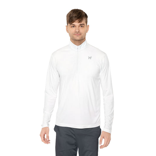 Men's Quarter-Zip Pullover - Versatile White Layer for Casual Outings & Sports