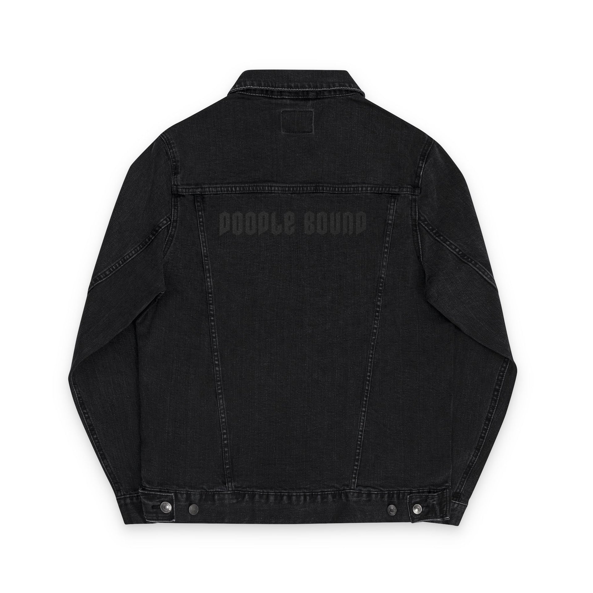 Chic Denim Jacket with Bold 'Double Bound' Embroidery, Stylish Casual Wear, Perfect for Layering, Gift for Fashion Lovers