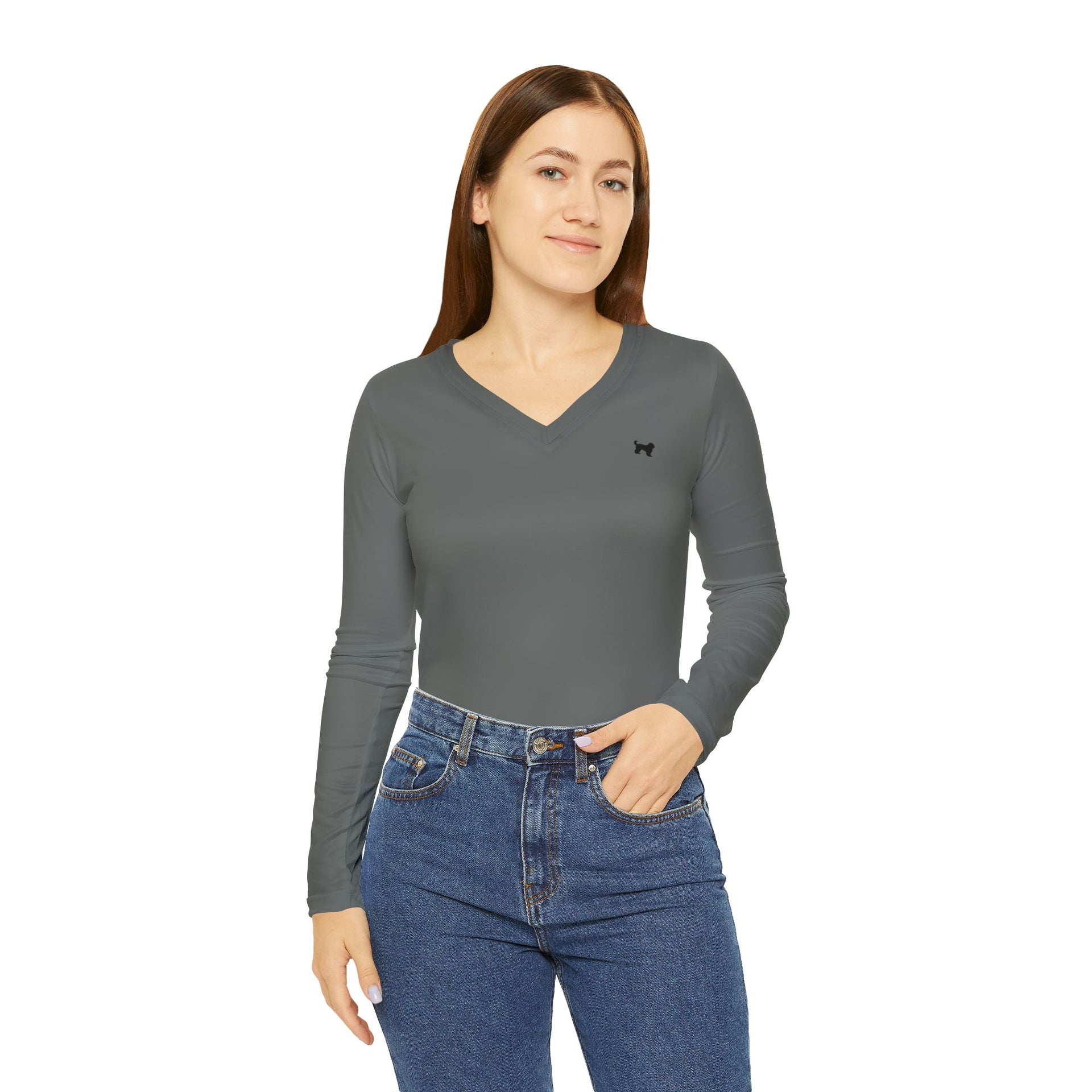 Women’s Long Sleeve V-Neck Shirt – Comfortable Casual Style for Everyday Wear