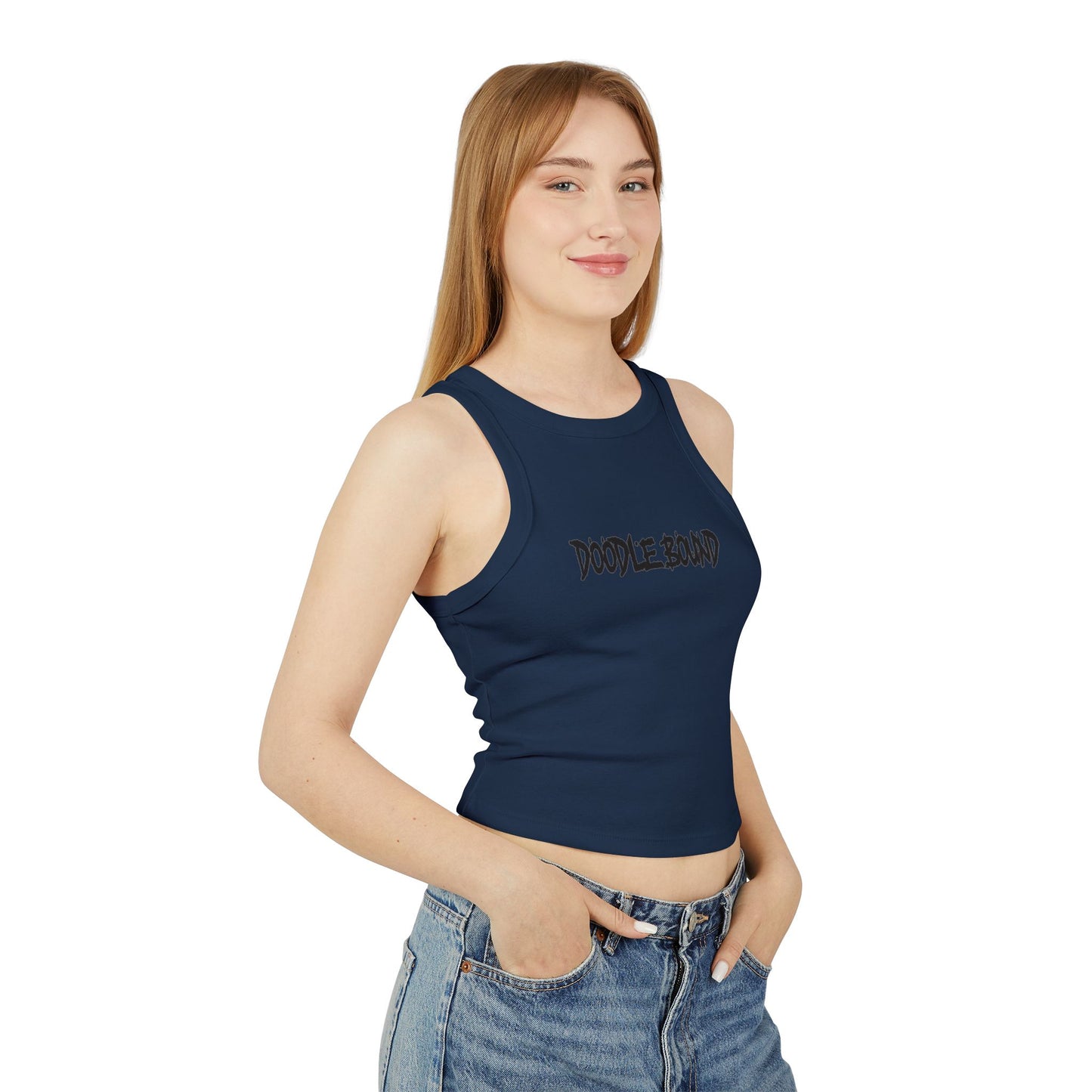 Doodle Bound Women’s Micro Rib Racer Tank Top - Stylish & Comfortable Summer Essential