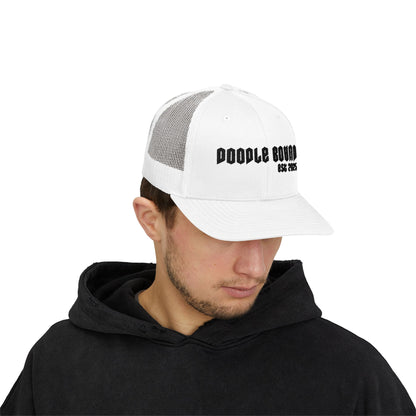 Doodle Bound Snapback Trucker Cap - Trendy Black Cap for Creative Souls, Perfect for Everyday Wear